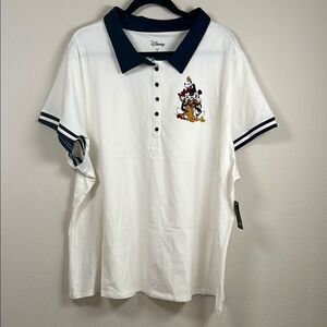 Disney White Polo Shirt with Embroidered Characters